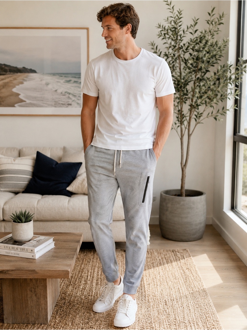 Vuori Sunday Performance Jogger Gray Zip Pocket Athleisure Pants Size S